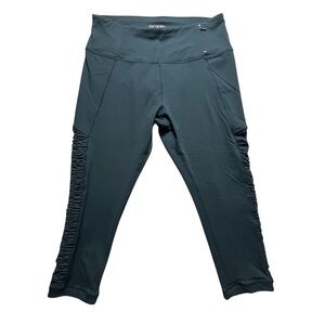 CALIA by Carrie Underwood Large Dark Teal Ruched Side Leggings